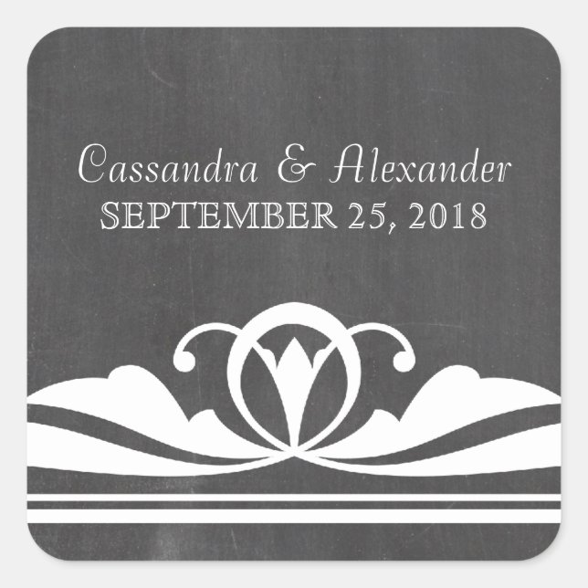 Ivory Deco Chalkboard Wedding Stickers (Front)