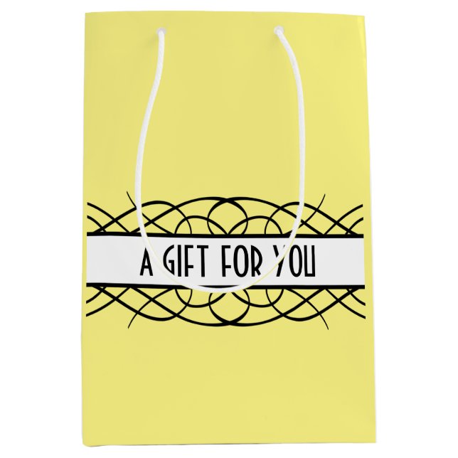 Ivory Deco Flourish Gift Bag (Front)