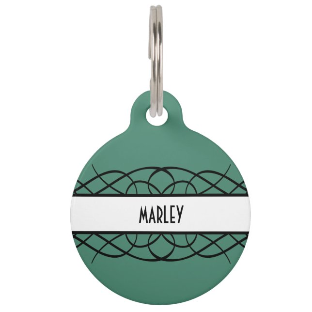 Ivory Deco Flourish Pet Nametag (Front)