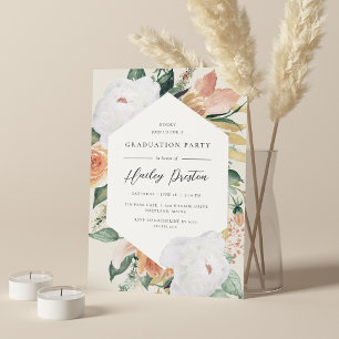 Ivory   Desert Floral Graduation Party Invitation