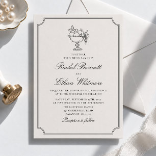 Ivory Double Frame Fruit Bowl Wedding Invitation