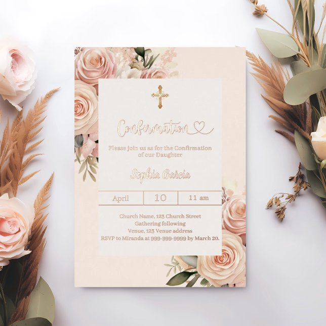 Ivory dusty rose florals luxury Confirmation (Creator Uploaded)