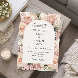 Ivory dusty rose mauve florals wedding arch invitation