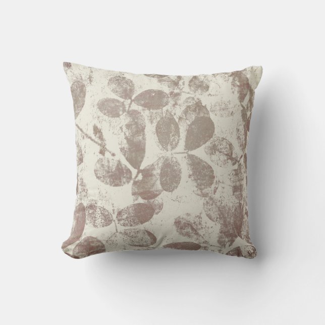 Ivory Earth Tone Leaf Pattern Cushion (Front)