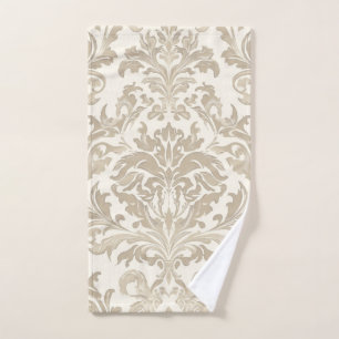 Ivory Elegance Baroque Damask Classic Antique Hand Towel
