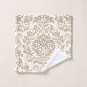 Ivory Elegance Baroque Damask Classic Antique Wash Cloth