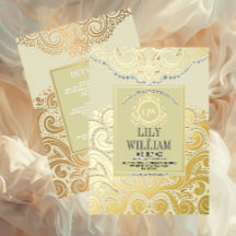 Ivory Elegant Artdeco Diamond Monogram Wedding