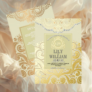 Ivory Elegant Artdeco Diamond Monogram Wedding