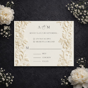 Ivory Elegant Baroque Wedding Response Card