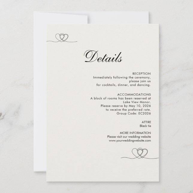 Ivory Elegant Calligraphy Wedding Enclosure Card (Front)