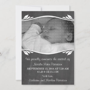 Ivory Elegant Chalkboard Baby Announcement