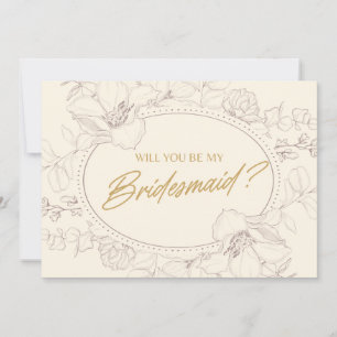 Ivory Elegant Floral Will You Be My Bridesmaid Invitation