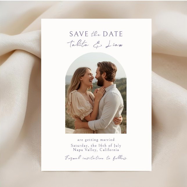 Ivory | Elegant Script Arch Wedding Save the Date (Creator Uploaded)