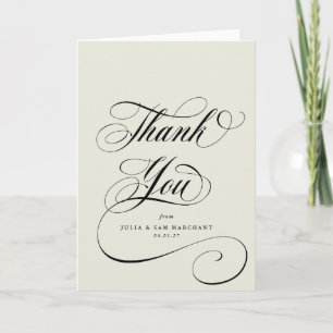 Ivory Elegant Script Blank Wedding Thank You Card