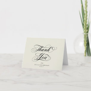 Ivory Elegant Script Blank Wedding Thank You Card