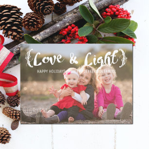 Ivory Elegant Sketched Love & Light Holiday Photo Card