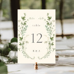 Ivory Elegant Watercolor Wildflowers Wedding Table Number<br><div class="desc">This wedding table number features beautiful hand-painted watercolor wildflowers arranged as a wreath,  perfect for spring,  summer,  or fall weddings. For more advanced customisation of this design,  please click the BLUE DESIGN TOOL BUTTON above!  Matching items are also available.</div>