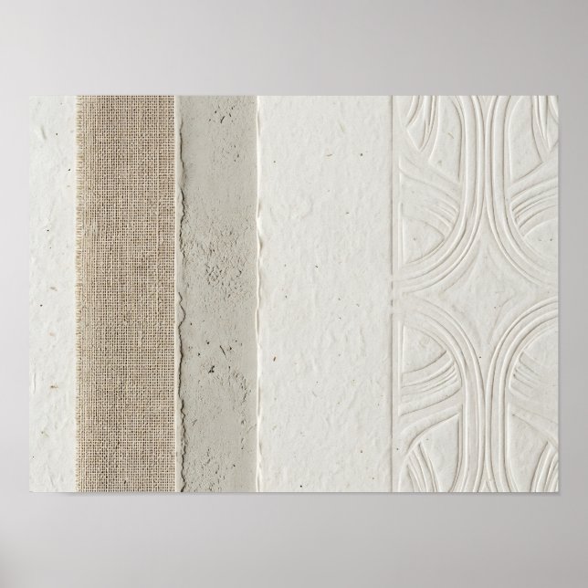 Ivory Embossed Textile and Paper Panel Poster (Front)