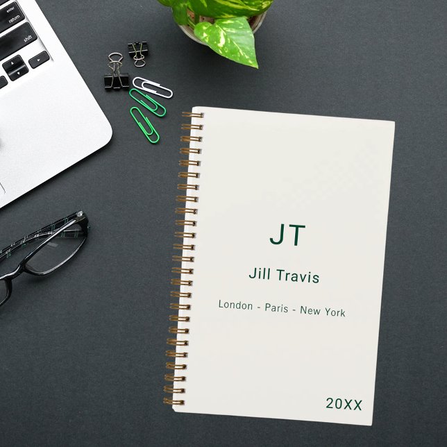 Ivory emerald green modern minimalst luxury notebook (Creator Uploaded)