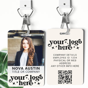 Ivory Employee Photo ID With QR Code Business Logo Badge