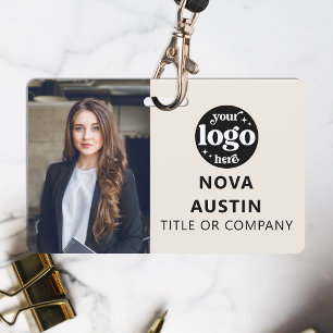 Ivory Employee Photo ID With QR Code Business Logo Badge