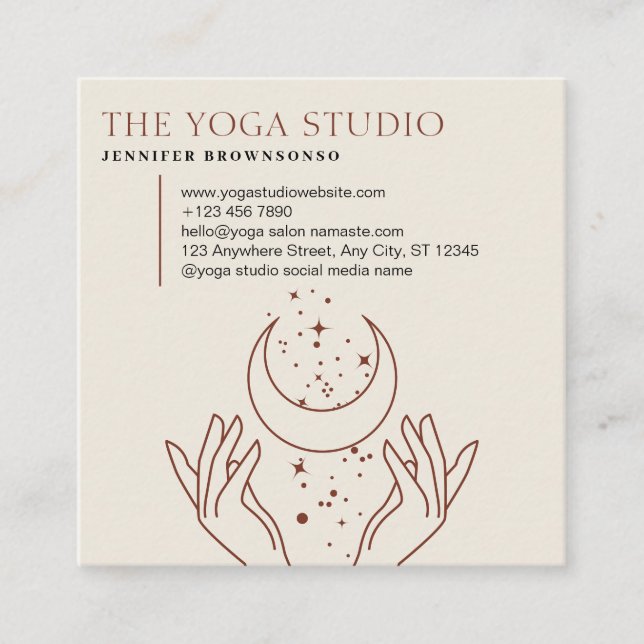 Ivory Energy Give Hands Moon Spiritual Stars Square Business Card (Front)