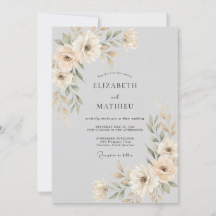 Ivory Ethereal Blossom Wedding Invitation