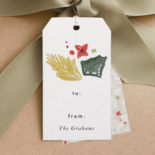 Ivory Festive Botanical Christmas Gift Tags