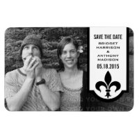 Ivory Fleur De Lis Banner Save the Date Magnet