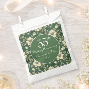 Ivory Floral and Emerald Wedding Anniversary Favou Favour Bags