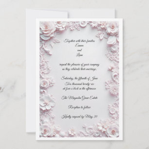 Ivory Floral and Lace Invitation Cards