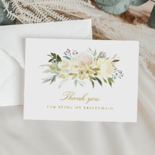 ivory floral bridesmaid thank you card