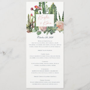 IVORY FLORAL DESERT CACTI WATERCOLOR WEDDING MENU