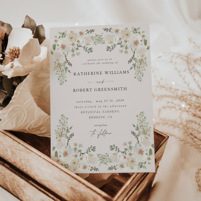 Ivory Floral Garden Elegant Wedding Invitation (Creator Uploaded)
