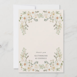 Ivory Floral Garden Elegant Wedding Thank You Card