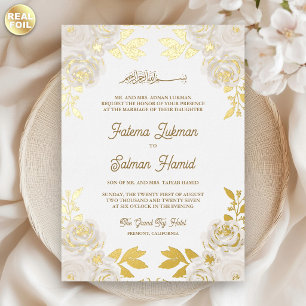  Ivory Floral Gold Glitter Islamic Muslim Wedding