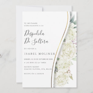 Ivory Floral Gold Spanish Bridal Shower Invitation