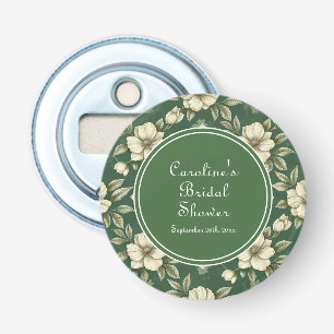 Ivory Floral Green Emerald Bridal Shower Bottle Opener