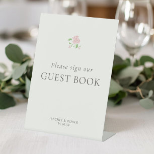 Ivory   Floral Guest Book Wedding Table Top  Pedestal Sign