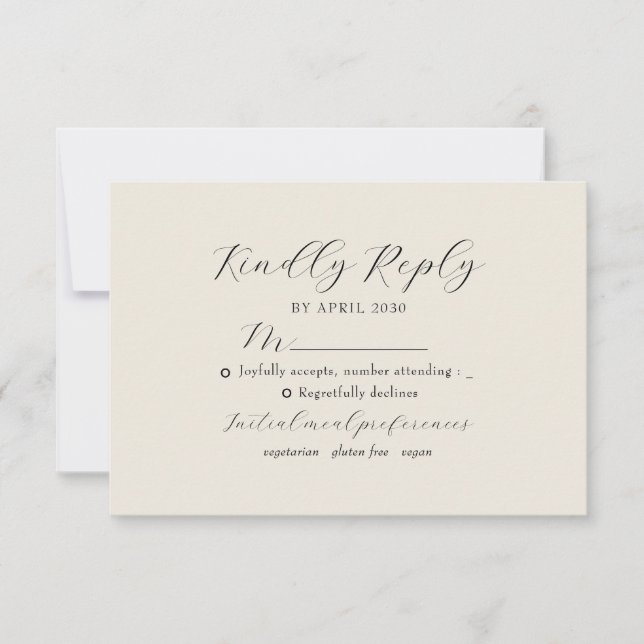 Ivory Floral Monogram Wedding RSVP Card (Front)