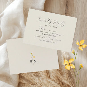 Ivory Floral Monogram Wedding RSVP Card