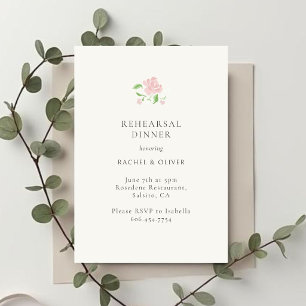 Ivory  Floral Rose Wedding Rehearsal Dinner Card