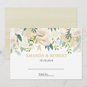 Ivory Floral Roses  wedding Table Place PINK Invitation