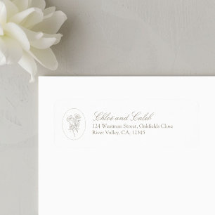 Ivory Floral Script Return Address Label