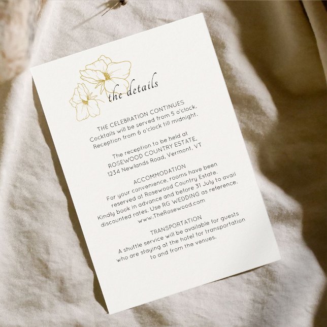 Ivory | Floral Script Wedding Details  Enclosure Card (Creator Uploaded)
