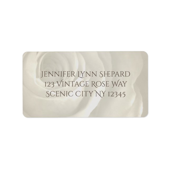 ivory floral simple elegant wedding invitation label (Front)