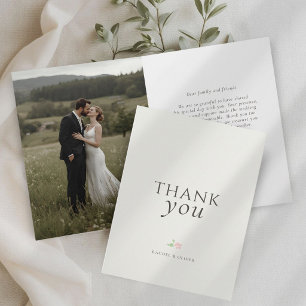 Ivory Floral Typography Wedding Thank You Card