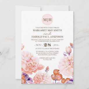 Ivory Floral Vintage Elegant Garden Wedding Invitation