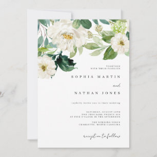 Ivory Floral Watercolor Greenery Wedding  Invitation