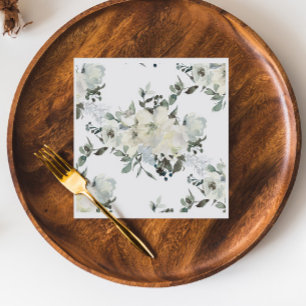 Ivory Floral Watercolor Wedding Napkin